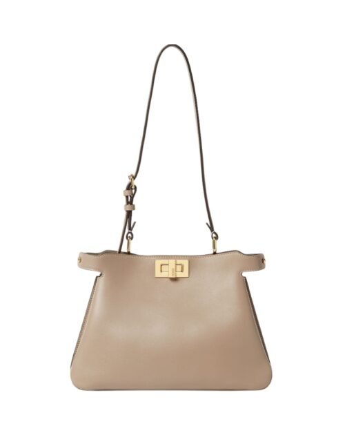 Tasche aus grauem Taupe-Leder 19 cm