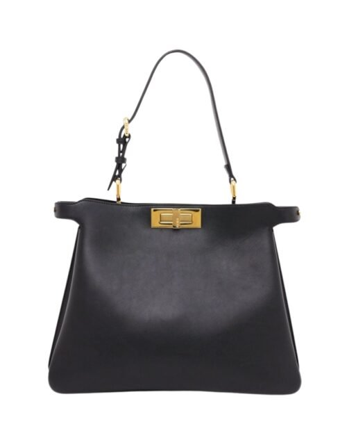 Schwarze Ledertasche  25.5 cm