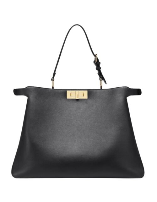 Schwarze Ledertasche 28 cm
