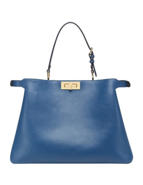 Blaue Ledertasche 28cm