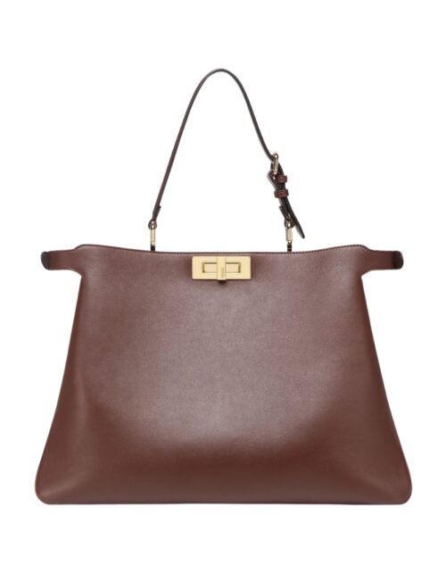 Dunkelbraune Ledertasche 28 cm