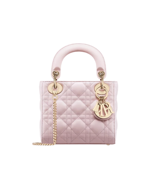 Blush roze lamsleer met Cannage-motief 20 cm