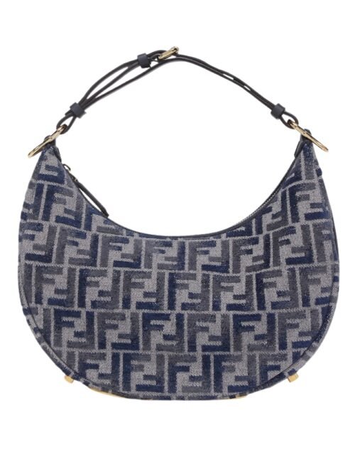 Ledertasche aus dunkelblauer FF-Chenille 24.5 cm