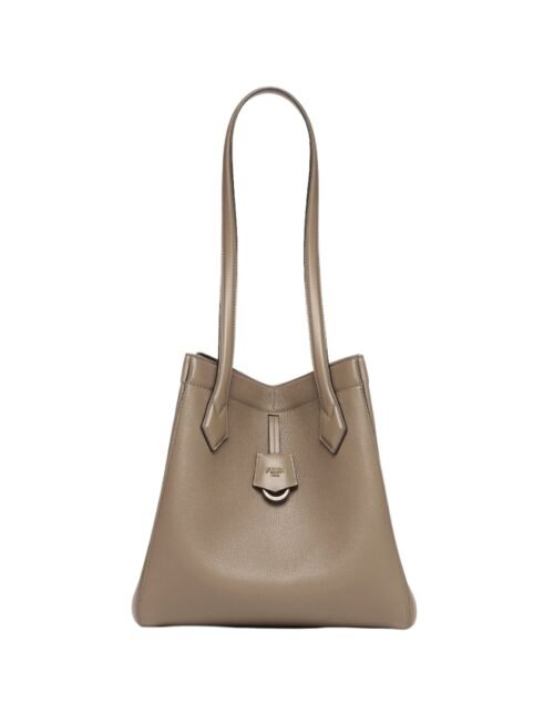 Umwandelbare Ledertasche in Taupefarbe 27 cm