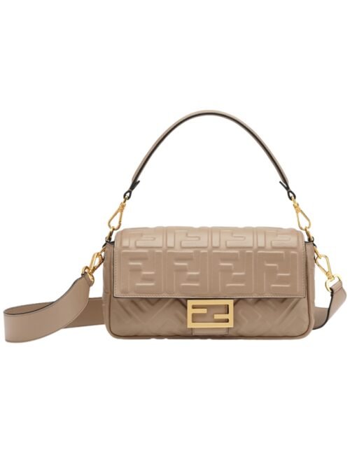 Ledertasche aus Nappaleder in Taupefarbe 15 cm