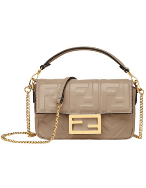 Ledertasche aus Nappaleder in Taupefarbe 13 cm