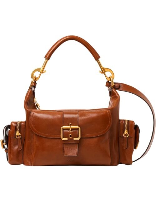Kamera-Tasche aus glänzendem Leder 34 cm