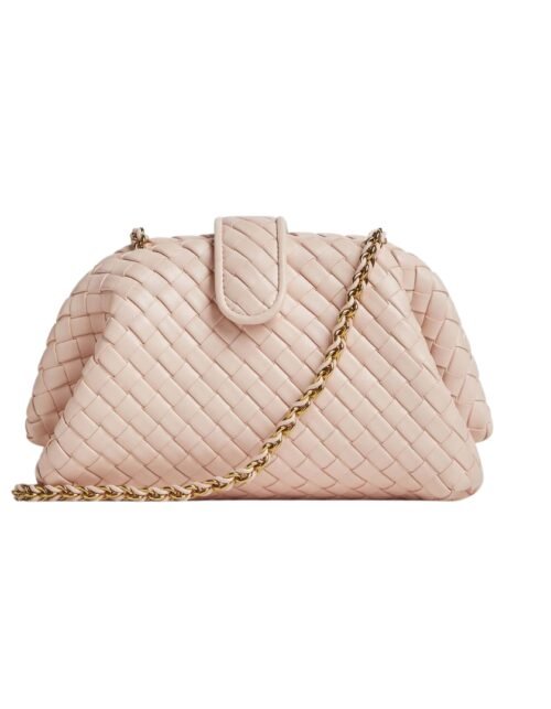 Lauren 1980 Clutch aus gepolstertem Intrecciato-Leder in Cameo 15 cm