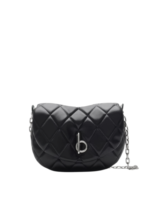 Gepolsterte Schaukelpferd Tasche Schwarz/Palladium 24 cm