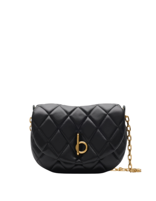 Gepolsterte Schaukelpferd Tasche Schwarz/Gold 20 cm