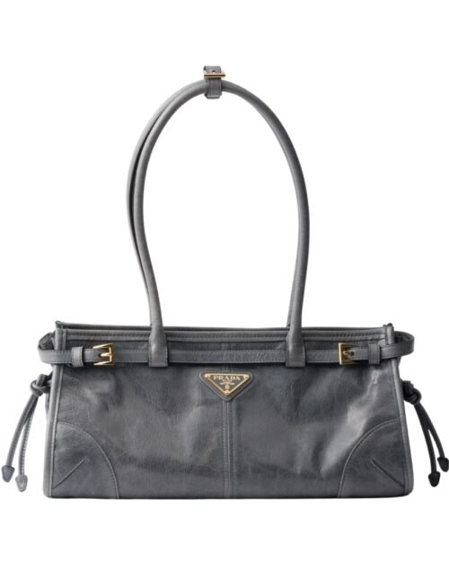 Mittelgroße Lederhandtasche in Blau 15.5 cm