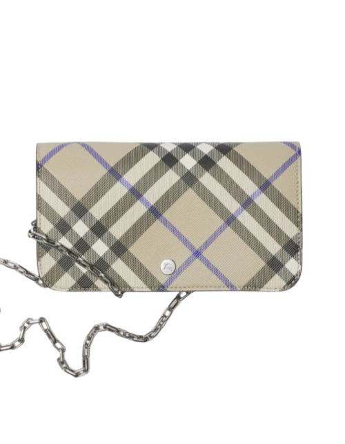 Kettenriemen Geldbörse mit Karomuster in Lichen 20cm