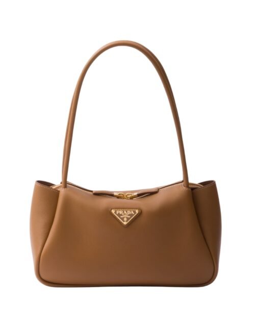 Lederschultertasche in Karamell 16 cm