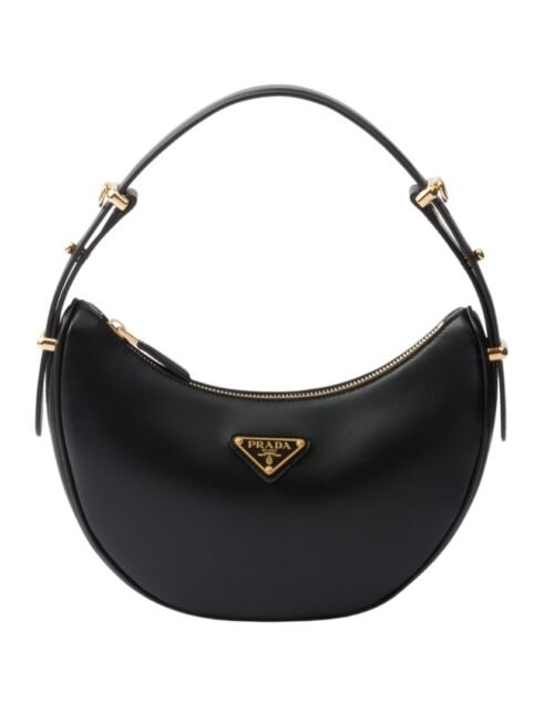 Arqué kleine Lederschultertasche Schwarz 18.5cm