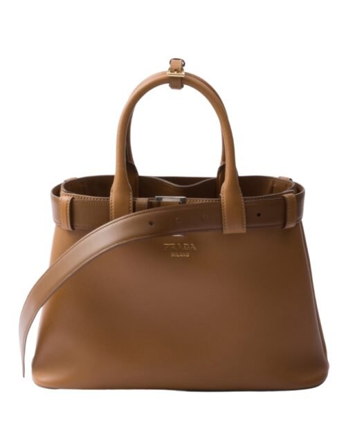 Buckle kleine Lederhandtasche Karamell 23 cm
