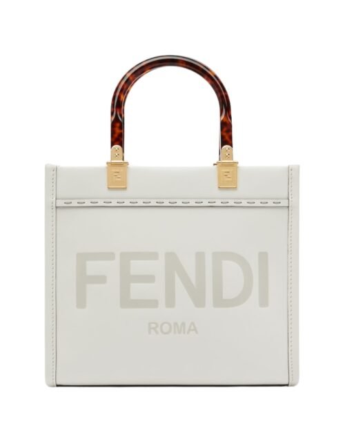 Weiße Leder-Shoppingtasche 22 cm
