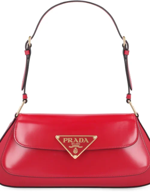 Leder-Schultertasche Rot 24 cm