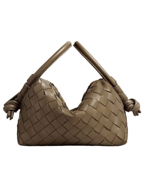 Crossbody-Tasche aus Intrecciato-Leder in Kiefernzapfen 13 cm