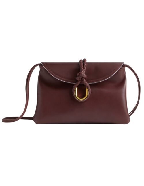 Crossbody-Tasche aus glattem Krappbraun 18.5 cm
