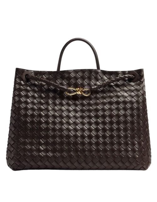 Top-Griff-Tasche aus geschmeidigem Intrecciato-Leder in Fondant 35 cm