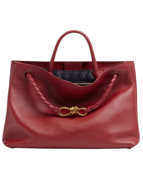 Top-Griff-Tasche aus seidigem Kalbsleder in Rosenholz 25 cm