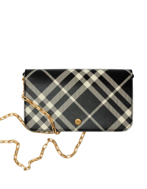 Kettenriemen Geldbörse mit Karomuster 20 cm