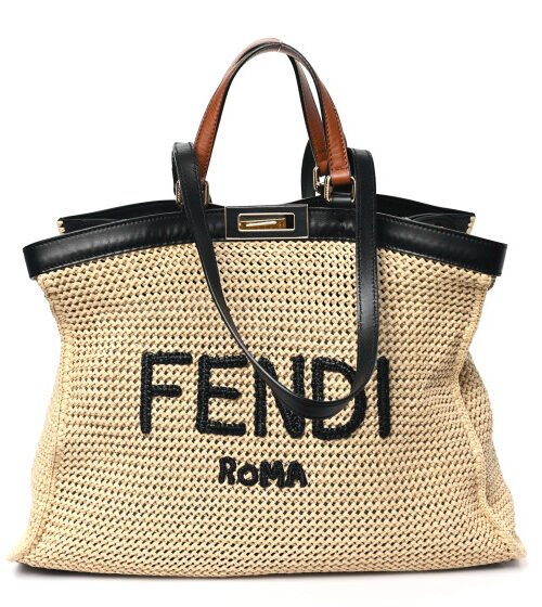 Medium Raffia Peekaboo X-Tote Beige 41 cm