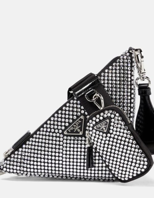 Saffiano Triangle With Crystals Schwarz 25 cm