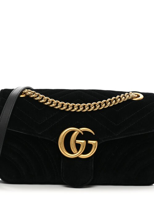 GG Marmont Velvet Schwarz 26 cm