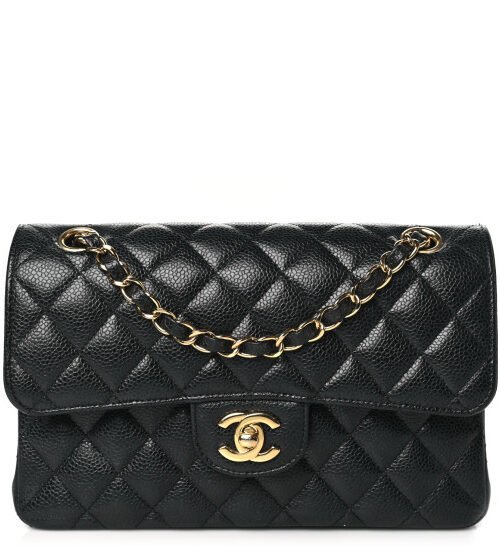 Classic aus Körnigem Leder Schwarz 23 cm