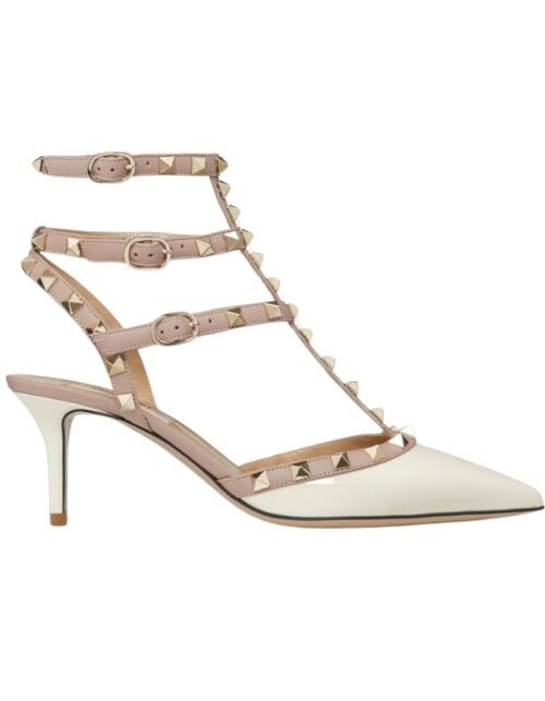 Rockstud Caged Pumps Elfenbein/Puder 65