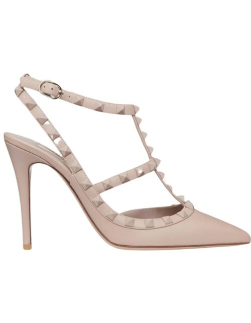 Rockstud Ankle Strap Pumps Puder 100