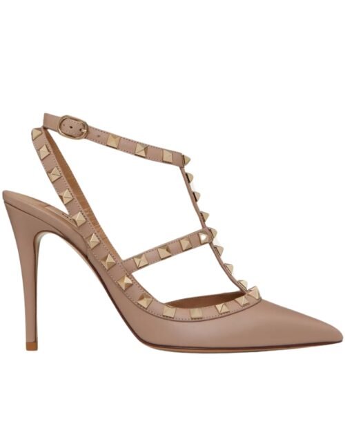 Rockstud Ankle Strap Pumps Puder 100