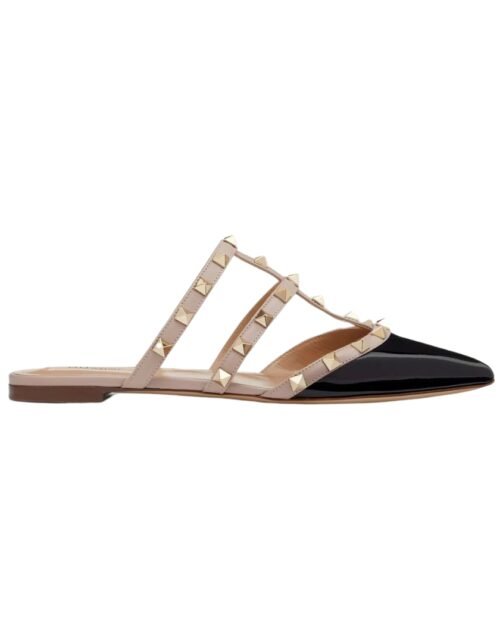 Rockstud Leder Mules Puder