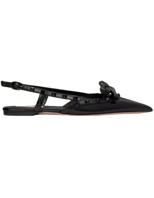 Rockstud Schleifen Ballerina Schwarz