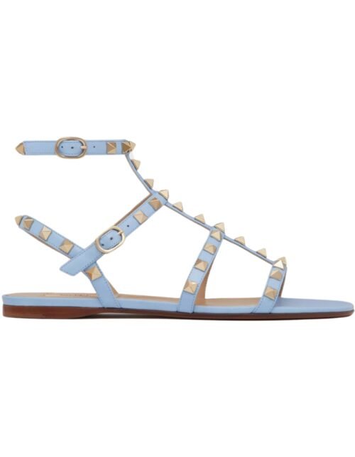 Rockstud Flach Kalbsleder Riemen Azur