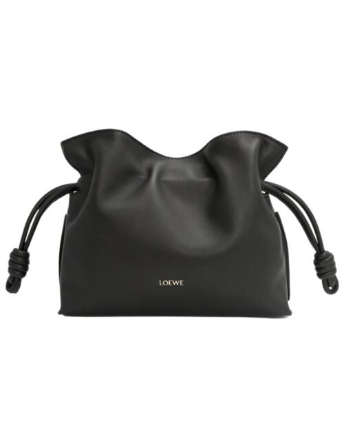 Mini Flamenco Clutch aus Nappaleder in Schwarz 18 cm
