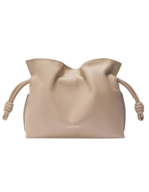 Clutch aus Nappaleder in Sandfarben 18 cm