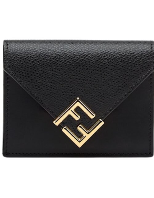 Brieftasche aus schwarzem Leder 8 cm