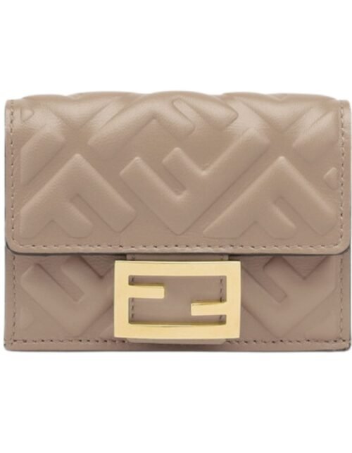 Brieftasche aus graubraunem Nappaleder 7.5 cm