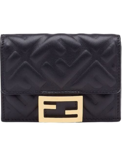 Brieftasche aus schwarzem Nappaleder 7.5 cm