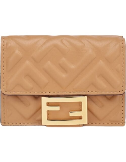 Brieftasche aus beigem Nappaleder 7.5 cm