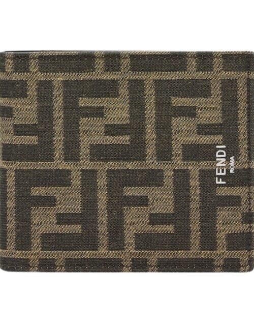 Brieftasche aus Jacquard mit FF-Muster 9.6 cm