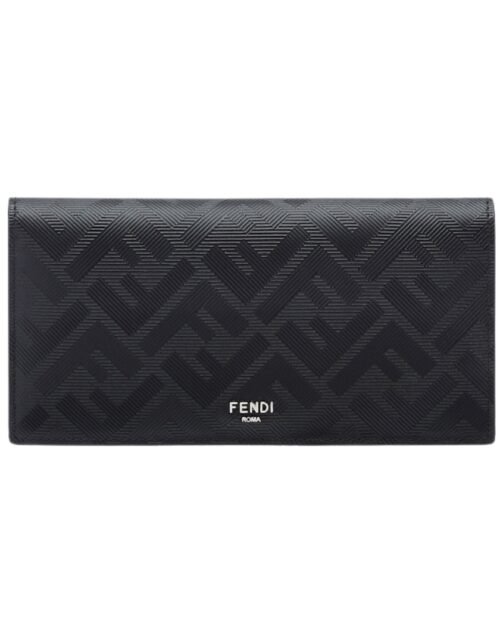 Brieftasche aus schwarzem Leder 19 cm