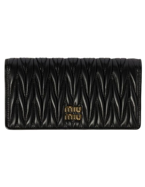 Großes Matelassé-Nappa-Leder Schwarz 18 cm