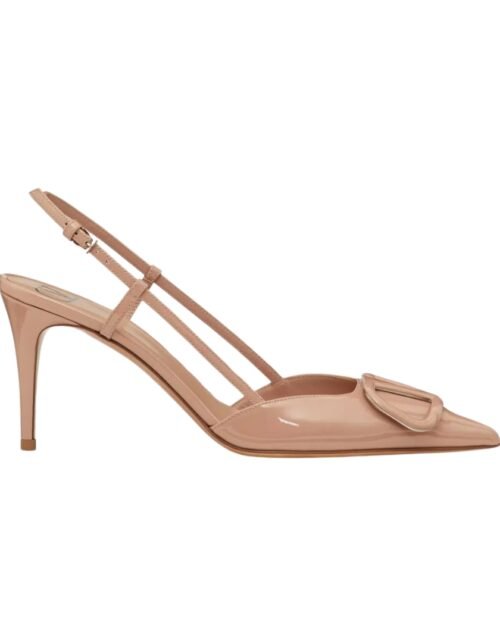 Leder Slingback Pumpe Rose Cannelle 80