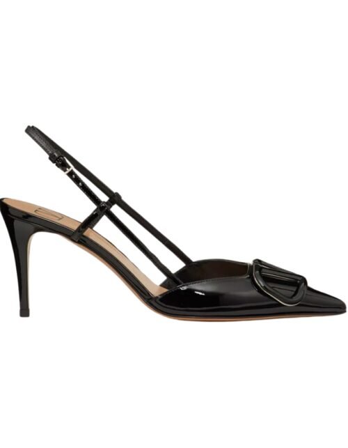 Leder Slingback Pumpe schwarz 80