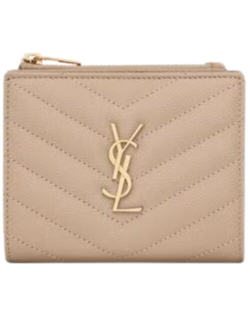 Cassandre gesteppte Zwei-Falten-Brieftasche aus Grain de Poudre Leder 10.5 cm