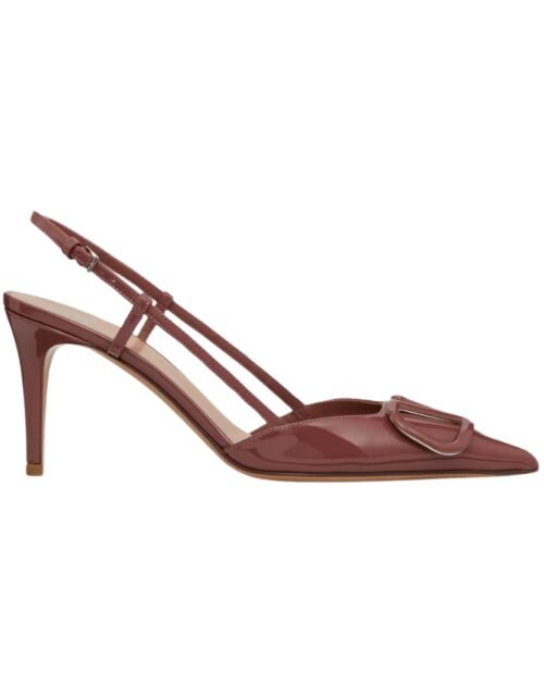Leder Slingback Pumpe braun 80