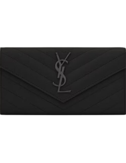Cassandre matelassierte große Klappenbrieftasche aus Grain de Poudre Leder 19cm